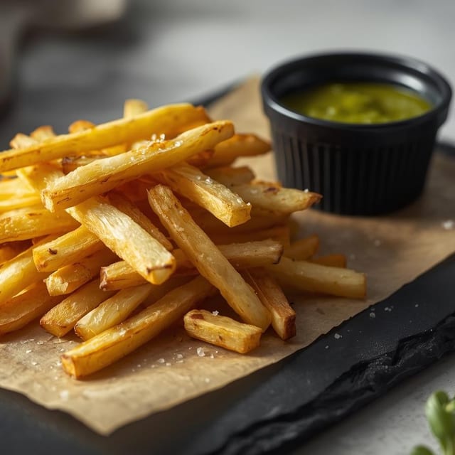 Catering Yuca Fries with Chimichurri Sauce.