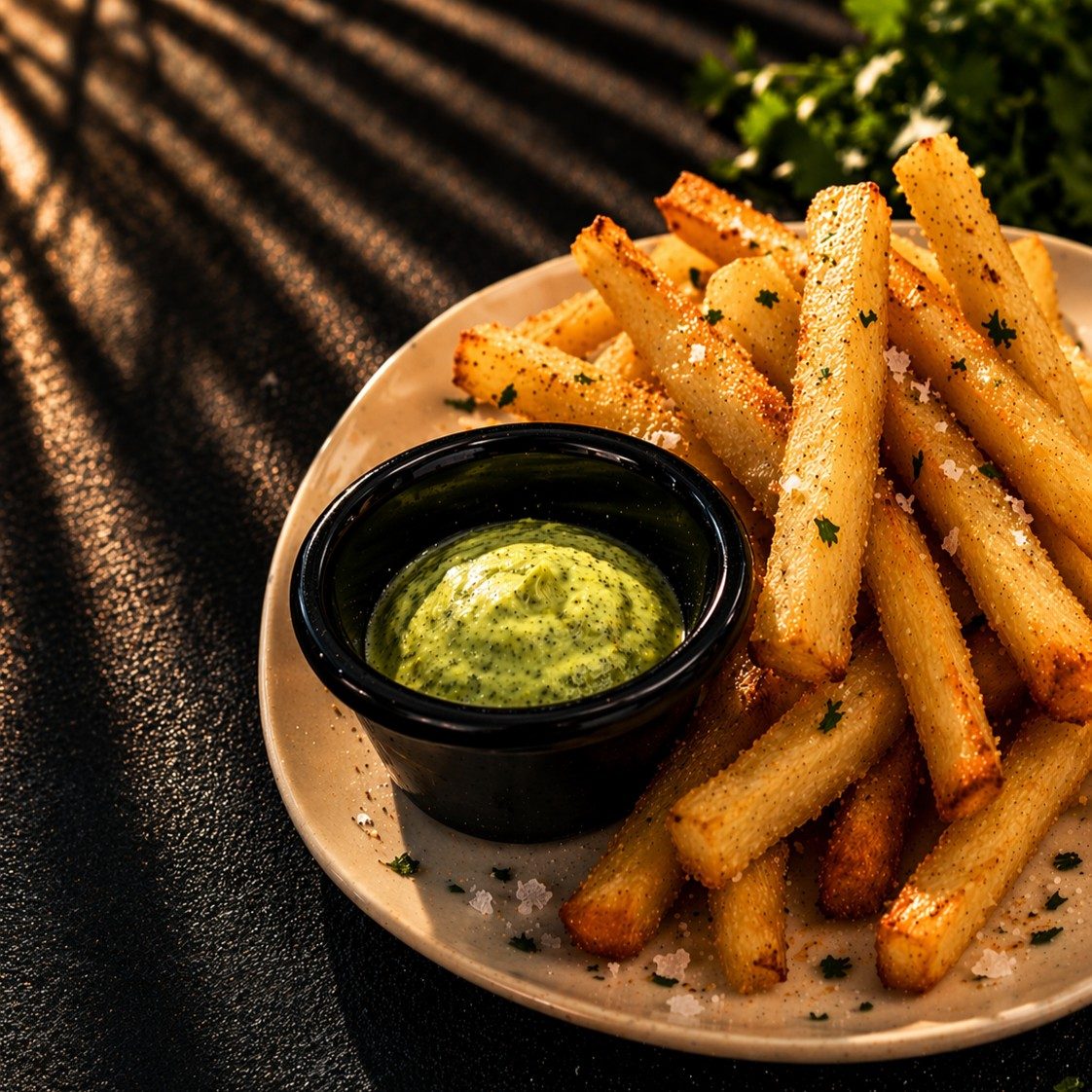 Yucca Fries with Chimmi.