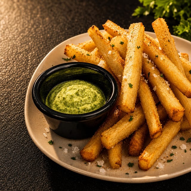 Yucca Fries with Chimmi.
